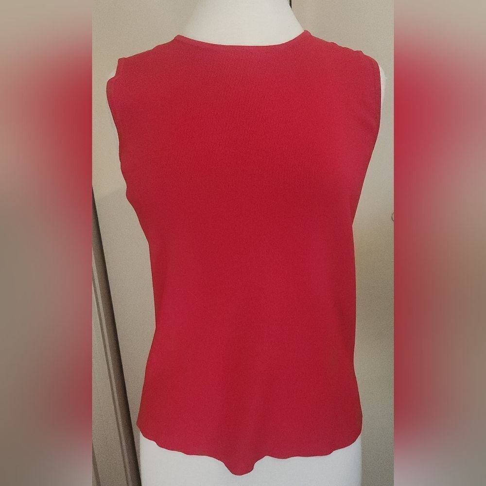 T55 Chic vibrant red knit tank top by Laura Ashley versatile styling layering